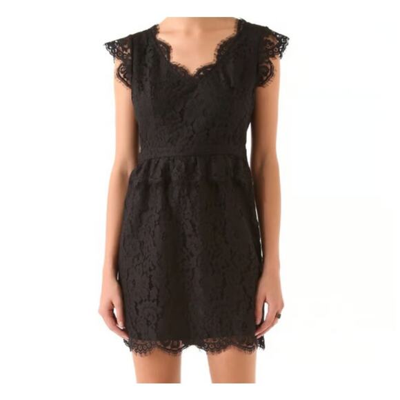 Joie Black Lace Mini Dress Cap Sleeve Coctail Party Size large / 10 - Picture 12 of 13